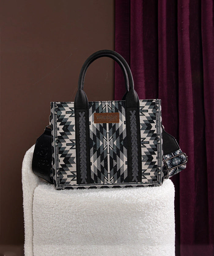 Wrangler Aztec Print Canvas Tote Bag for Women - Stylish & Durable Handbag for Shopping, Beach, Work & Travel Accessories