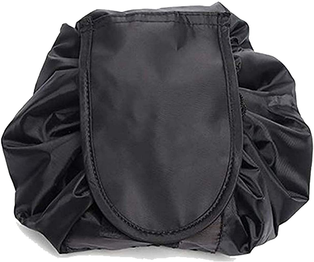 Brain Freezer Cosmetic Makeup Kit Organizer - Travel Toiletry Bag with Drawstring & Big Compartments | Makeup Brush Holder | Portable Vanity Storage Case (Black) | Perfect for Travel, Gym & Daily Makeup Organization