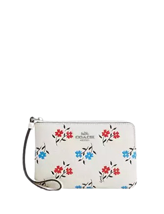 Coach Corner Zip Wristlet with Floral Print - Stylish Crossbody Bag for Women, Perfect for Parties, Travel & Everyday Use
