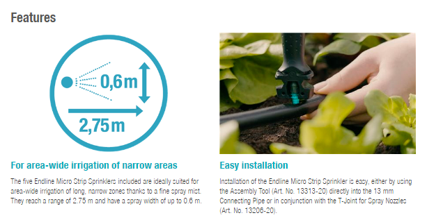 Gardena Endline Micro Strip Sprinkler - Drip Irrigation System for Gardens, Lawns & Flower Beds | Perfect for Watering Plants Efficiently