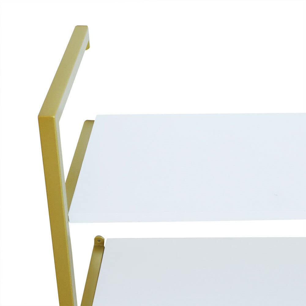 TFCFL 3-Tier Wall-Mounted Floating Shelves - Gold Metal & Wooden Board Storage Rack for Books, Decor & Organizing | Perfect for Kitchen, Study, Living Room, Bedroom & Bathroom Storage Solutions