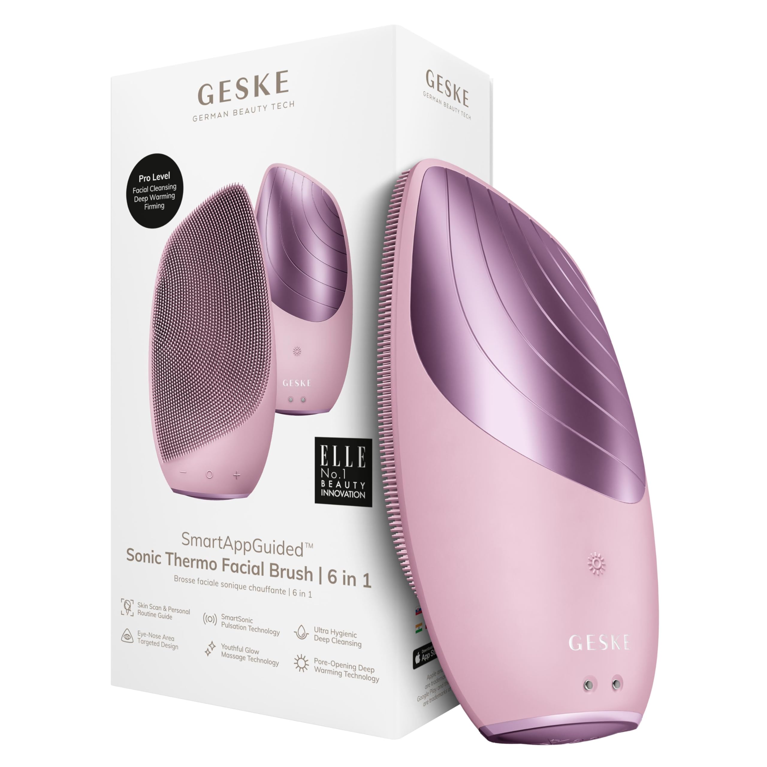 SmartAppGuided™ Sonic Thermo Facial Brush - 6-in-1 Electric Skin Cleansing Device with Thermal Function & Massager for Deep Pore Cleansing & Anti-Aging | Perfect for Daily Skincare Routine & Spa-Like Treatment at Home