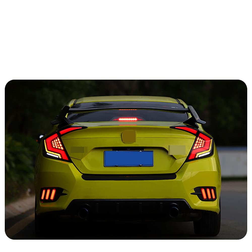 Premium LED Tail Lights for 2016-2021 Honda Civic Sedan (10th Gen) - DRL Startup Animation, Rear Lamp Assembly - Perfect for Night Driving & Car Customization (Not Compatible with Hatchback & Coupe Models)