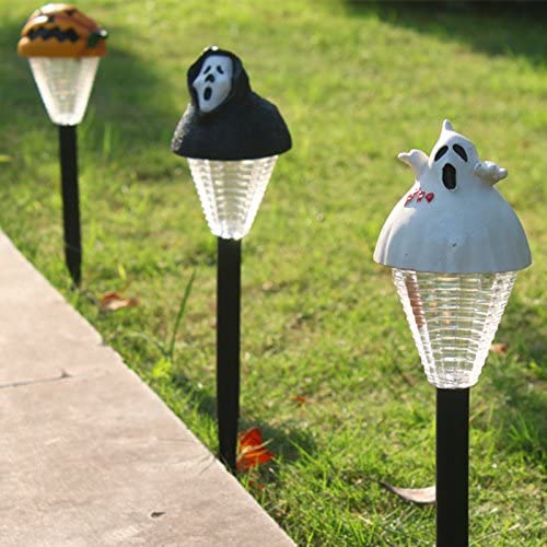 UBERSWEET® White Ghost Solar Garden Lights - Mini Solar Lawn Lamps for Outdoor Decoration (Set of 1) | Waterproof Solar-Powered Landscape Lighting for Halloween, Yard, Pathway, and Garden Decor