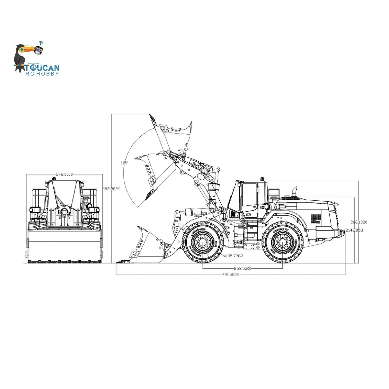 1/14 Scale RC Hydraulic Loader WA480 - Electric Construction Toy with Quick Coupler, Fork & Bucket - Realistic Light & Sound - ST8 Radio Control - Battery Powered for Kids & Adults - Perfect for Construction Site Play, Backyard Fun & RC Enthusiasts