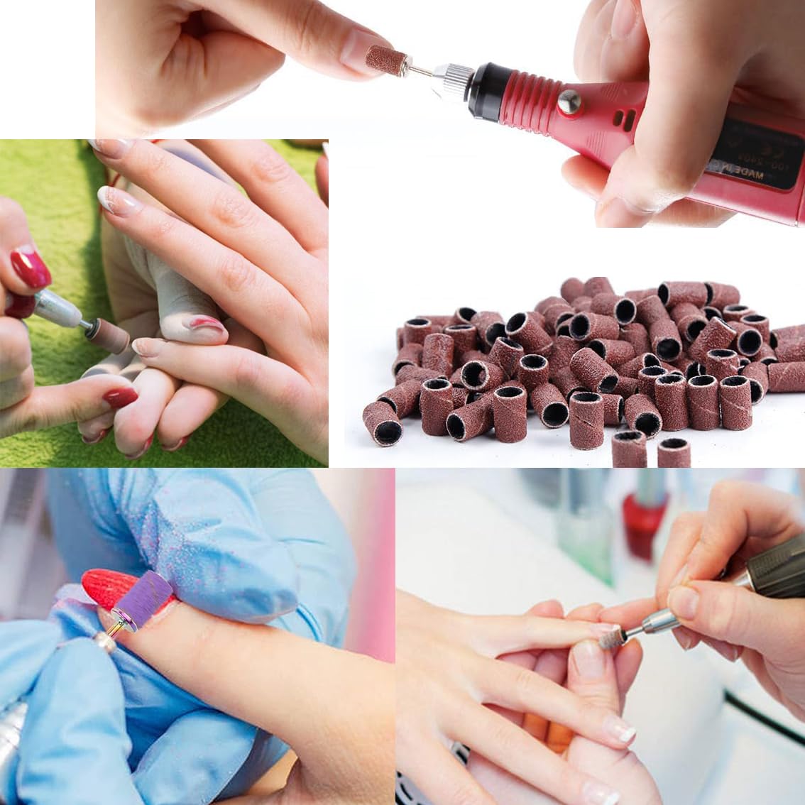 Coarse & Fine Grit Sanding Bands for Nail Drill - 180# 100Pcs (8MM Black) - Professional Nail File Set for Natural & Acrylic Nails - Perfect for Manicures, Pedicures & Nail Art