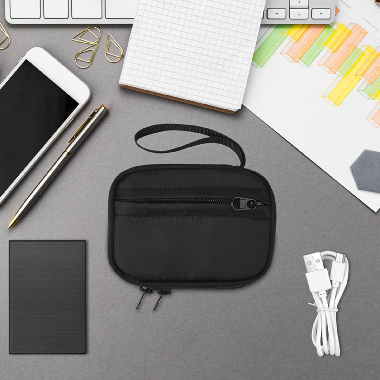 Shockproof Hard Drive Case for External SSD & HDD - Protective Pouch with Anti-Shock Padding, Travel Organizer & Carrying Bag - Perfect for Business Travel, Data Backup & On-The-Go Storage