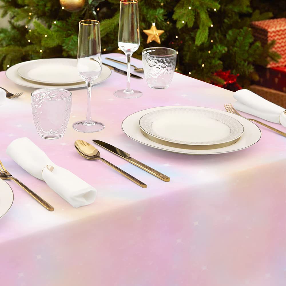 Pastel Rainbow Plastic Tablecloth - Waterproof Disposable Rectangle Table Cover for Birthday Party, Baby Shower & Events (54x108 Inches) - Perfect for Indoor/Outdoor Decorations & Party Supplies