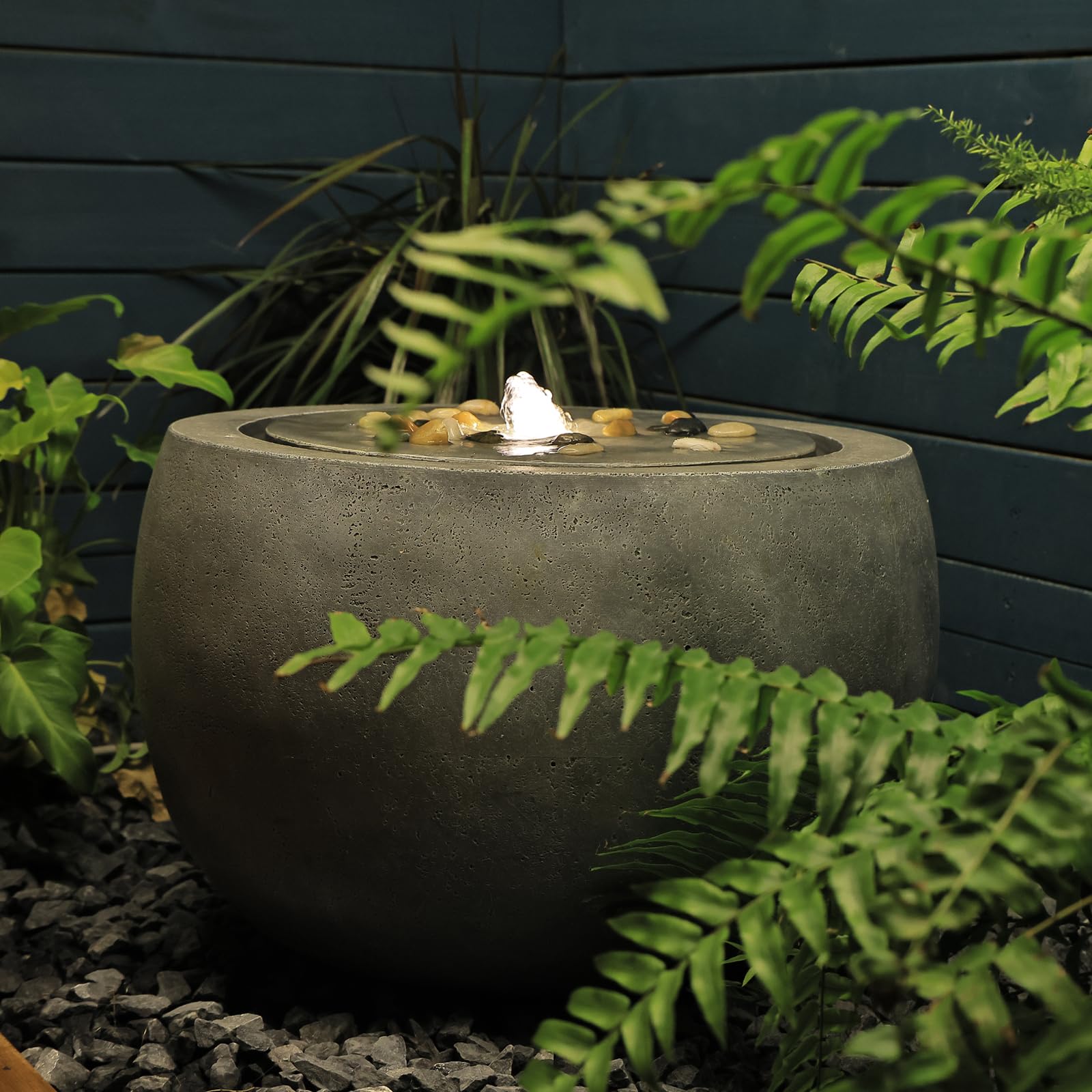 Outdoor Garden Water Fountain with LED Lights & Pump - 17.7