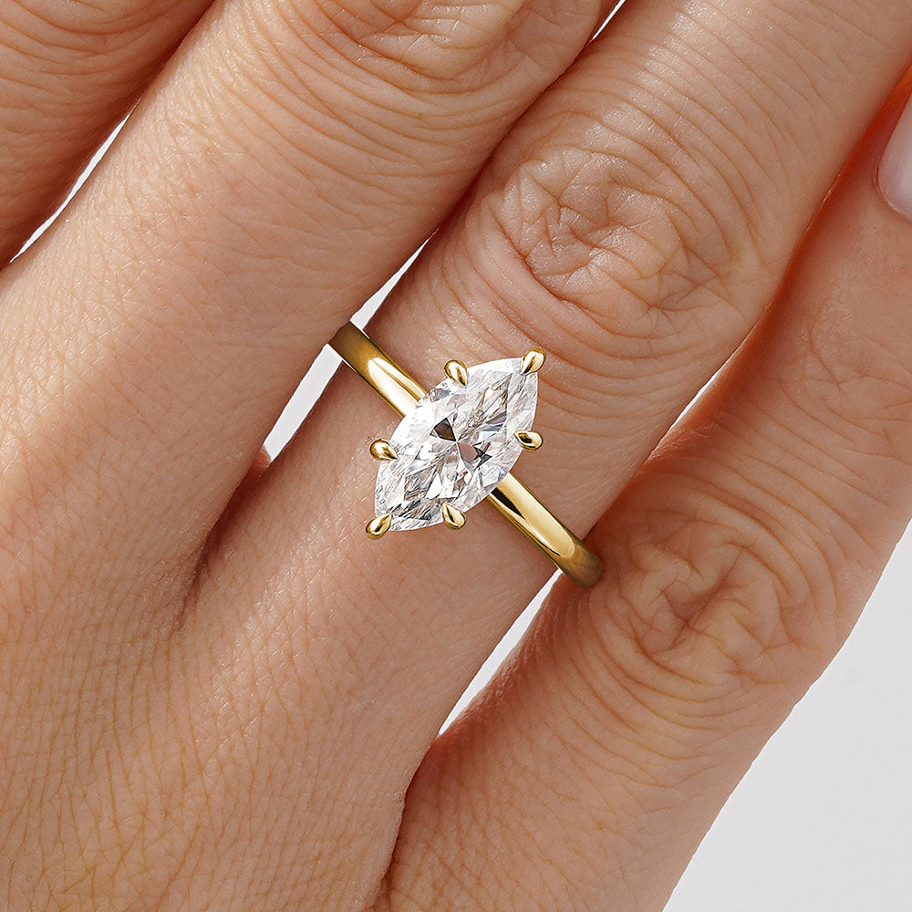 Petite Marquise Solitaire Moissanite Engagement Ring With Hidden Halo - Elegant Wedding Proposal Jewelry for Women | Perfect for Anniversaries, Valentine's Day & Special Occasions