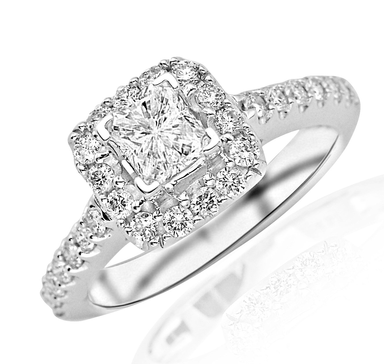14K White Gold 3.75 Carat Lab-Grown Diamond Square Halo Radiant Cut Engagement Ring (E-F Color, VS2-SI1 Clarity) - Perfect for Proposals, Anniversaries & Special Occasions