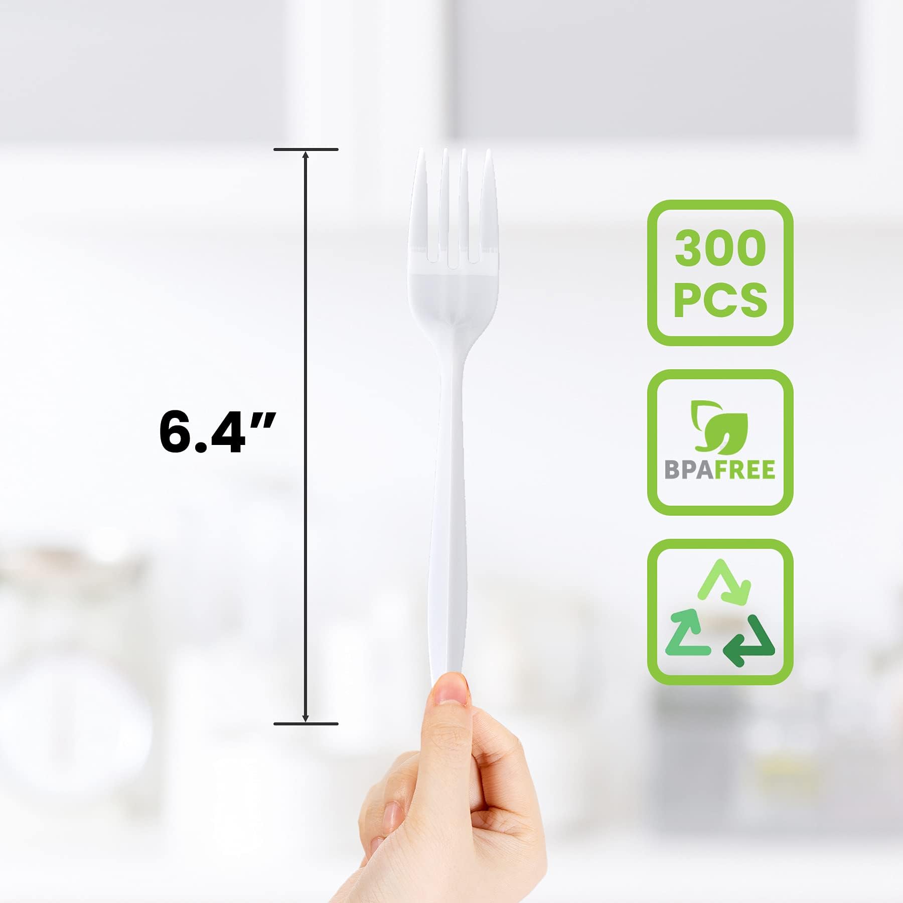 300 Pack White Plastic Forks Bulk - 6.4