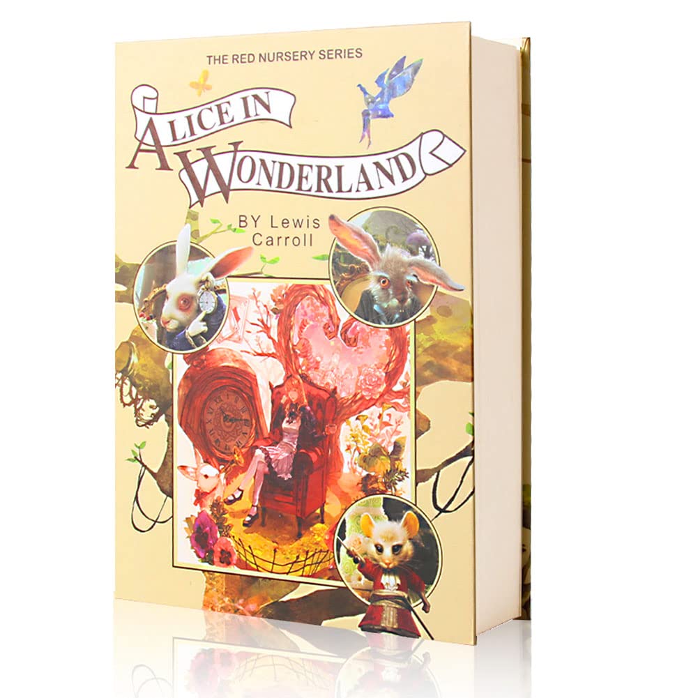 EIOUMAX Real Paper Diversion Book Safe with Key - Secret Storage Box for Valuables & Cash - Alice in Wonderland Themed - Perfect for Home Security, Gift Giving, and Collectibles