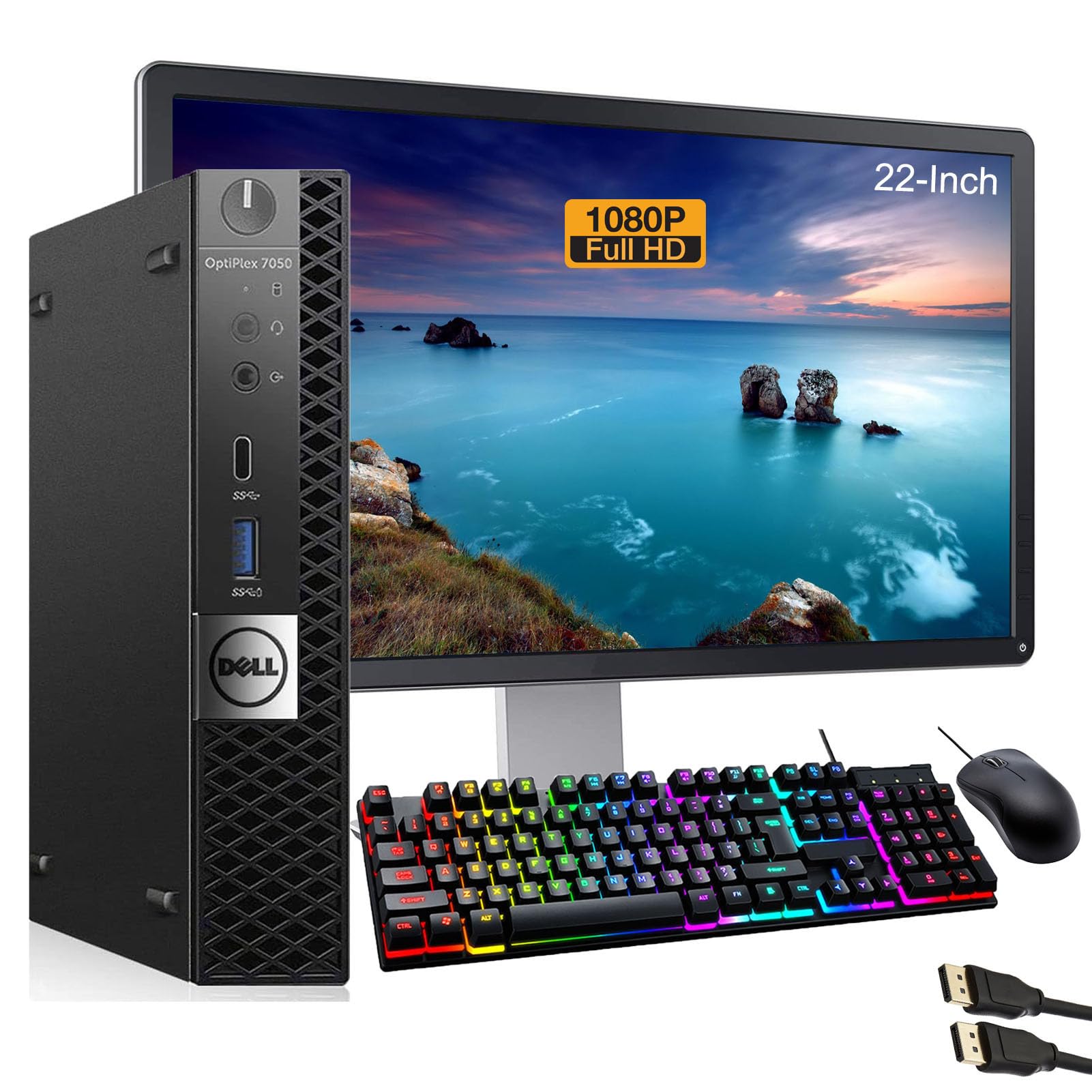 Dell OptiPlex Desktop PC - Intel Core i3 up to 4.20GHz, 16GB RAM, 256GB SSD, 22-inch FHD Monitor, Windows 10 Pro, WiFi & Bluetooth, DVD Drive - Perfect for Home Office, Business & Gaming