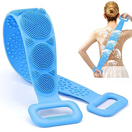 Exfoliating Body Scrubber Belt - Dual Sided Silicone Bath Brush for Dead Skin Removal - Men & Women Shower Scrubber with Easy Clean Design - Perfect for Exfoliating Back, Legs & Hard-to-Reach Areas in Bath or Shower