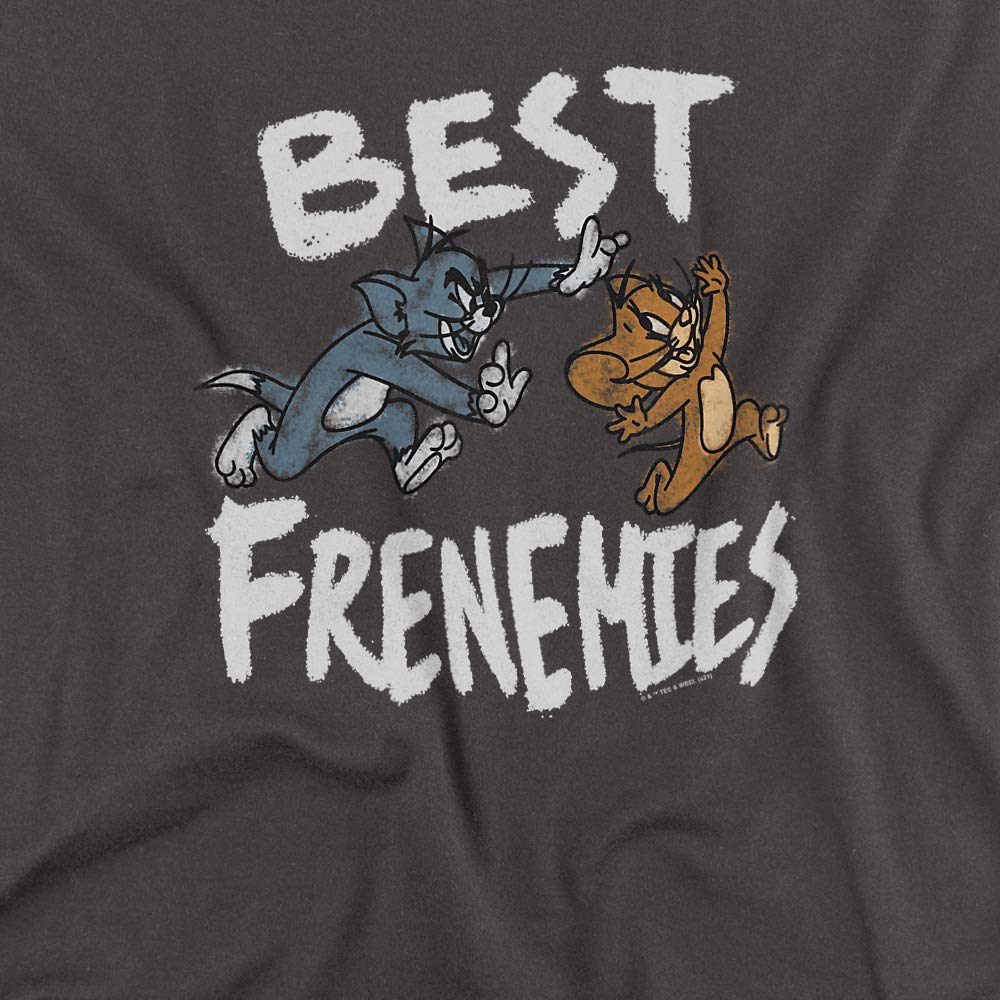 Tom and Jerry Best Frenemies Unisex Adult T-Shirt - Charcoal Small | Funny Cartoon Movie Tee for Men & Women | Casual Wear, Gift Idea, Cosplay Costume