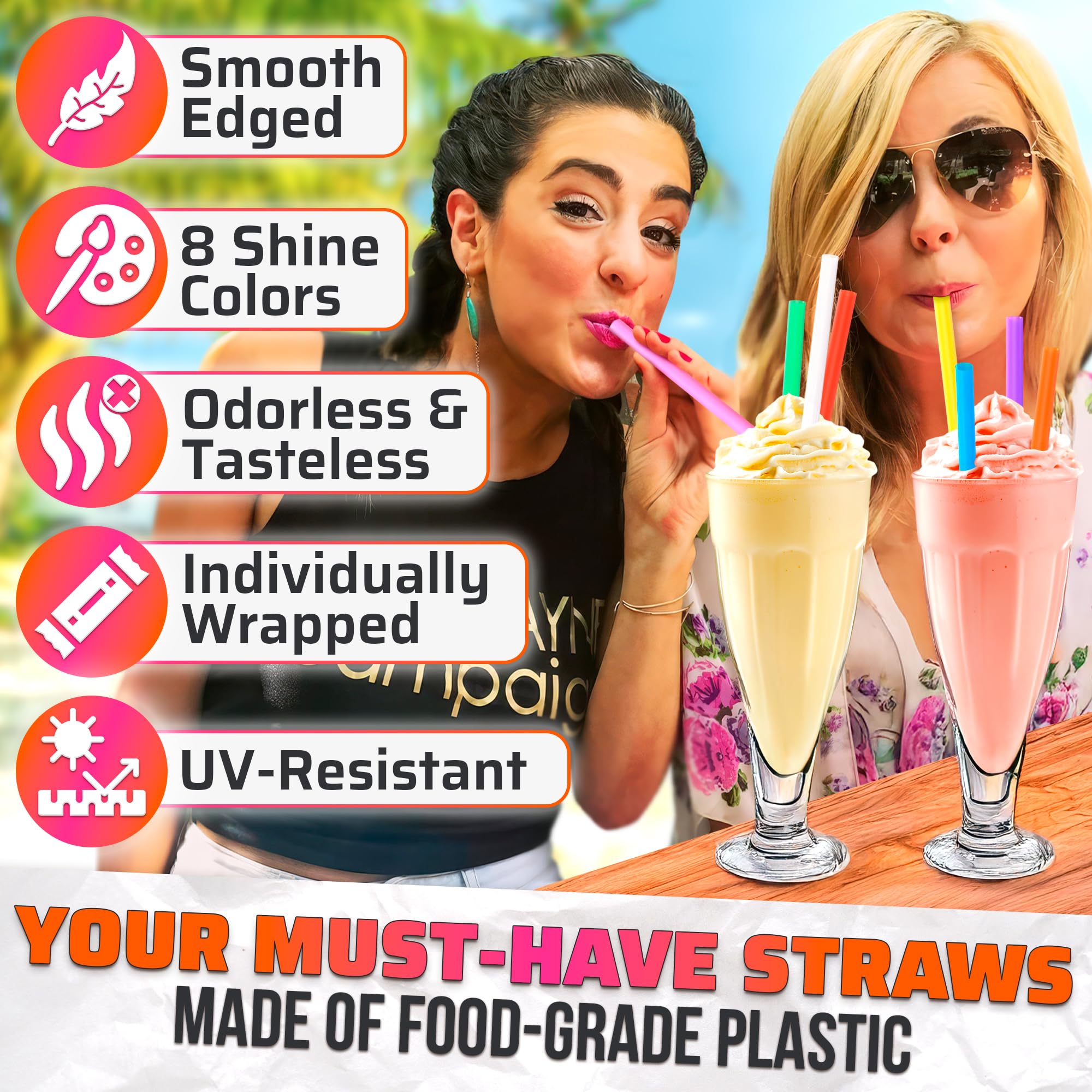 300 Pcs Disposable Smoothie Straws - Extra Wide Jumbo Milkshake & Bubble Tea Straws for Boba, Thick Shakes, Iced Coffee | Perfect for Smoothie Shops, Cafes, Home Use & Parties