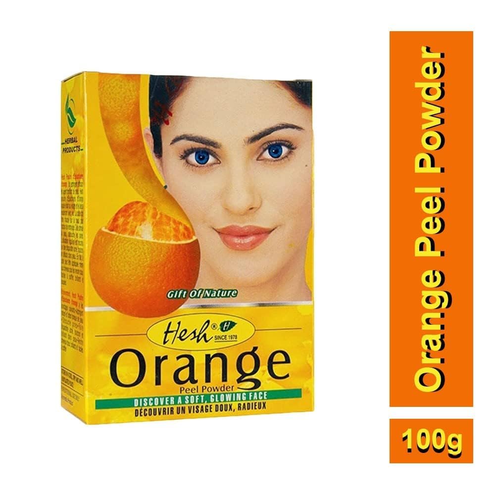 Hesh Pharma 100% Pure Orange Peel Powder - 100g Natural Exfoliant for Skin & Hair Care | DIY Face Masks, Scrubs & Brightening Treatments