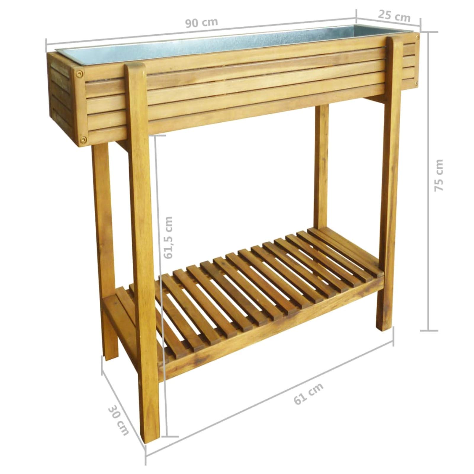 Galvanized Raised Garden Bed Planter - Solid Acacia Wood & Zinc Metal - Elevated Outdoor Planter Box for Vegetables, Herbs, Flowers - Perfect for Patio, Backyard, and Urban Gardening