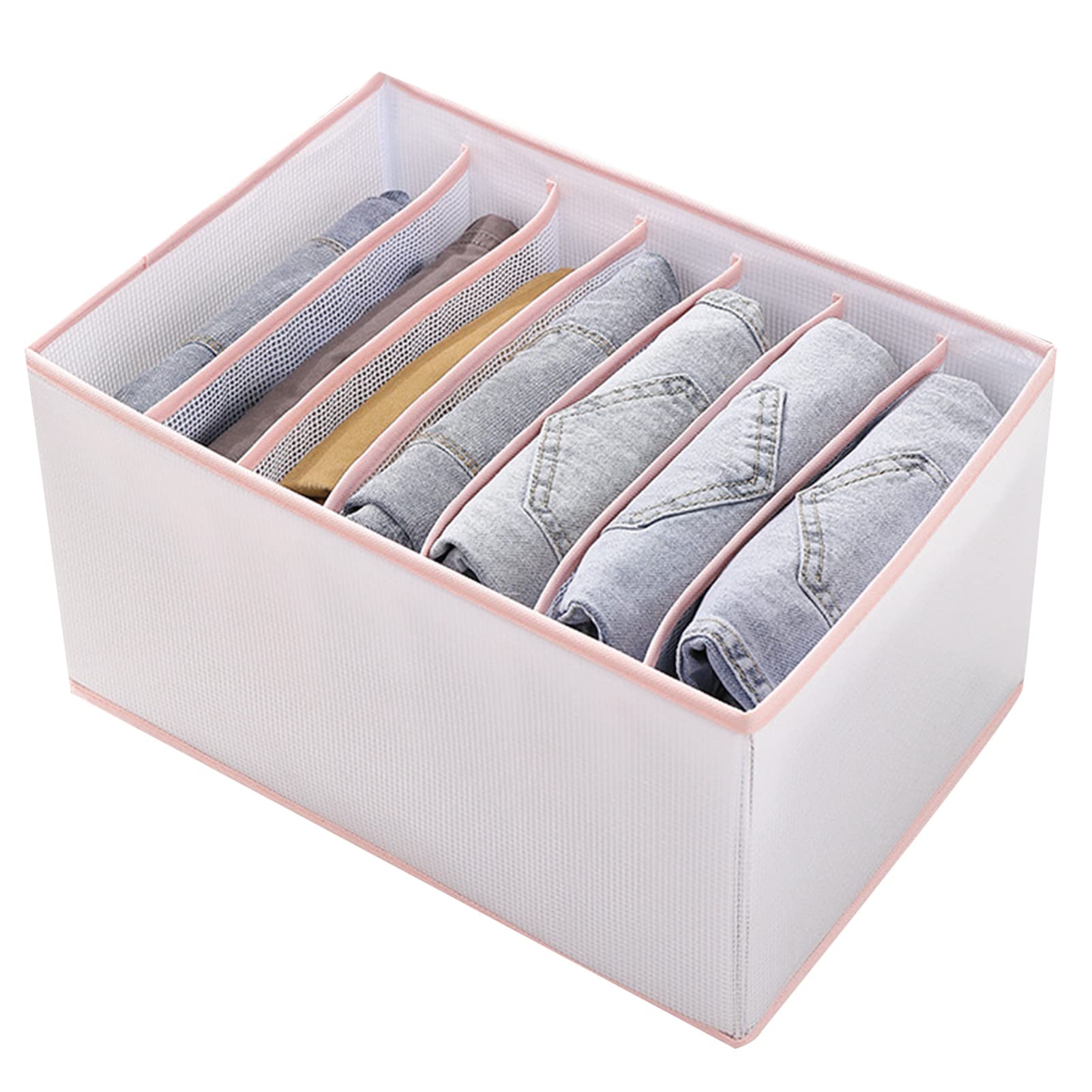 Curfair Large Capacity Storage Container - Multi-Purpose Clothes Organizer for Jeans, Underwear & Wardrobe | Space-Saving Drawer Organizer for Home & Closet | Pink Household Storage Solution | Perfect for Bedroom, Dorm & Travel Organization