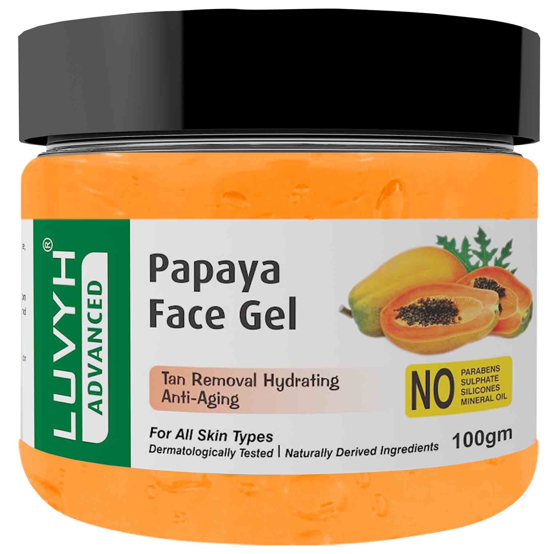 Luvyh Papaya Face Massage Gel (100g) - Natural Spot Removal & Skin Brightening with Papaya Extract | Reduces Wrinkles & Acne | Suitable for All Skin Types | Perfect for Daily Skincare Routine & Spa Treatments