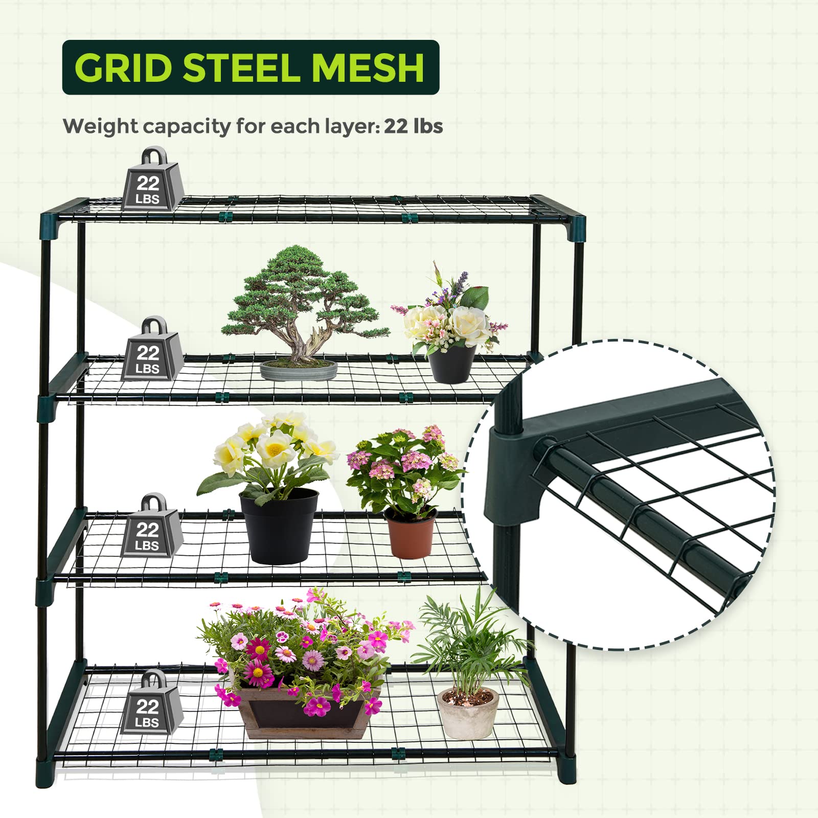 EAGLE PEAK 4-Tier Greenhouse Shelving Unit - 35