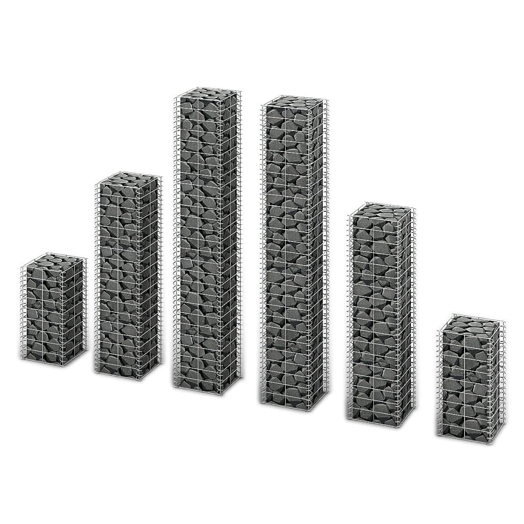 6-Piece Galvanized Steel Gabion Basket Set - Heavy Duty Wire Mesh Fence for Garden Walls, Patio Borders & Landscaping Projects | Outdoor Decoration & Erosion Control Solution