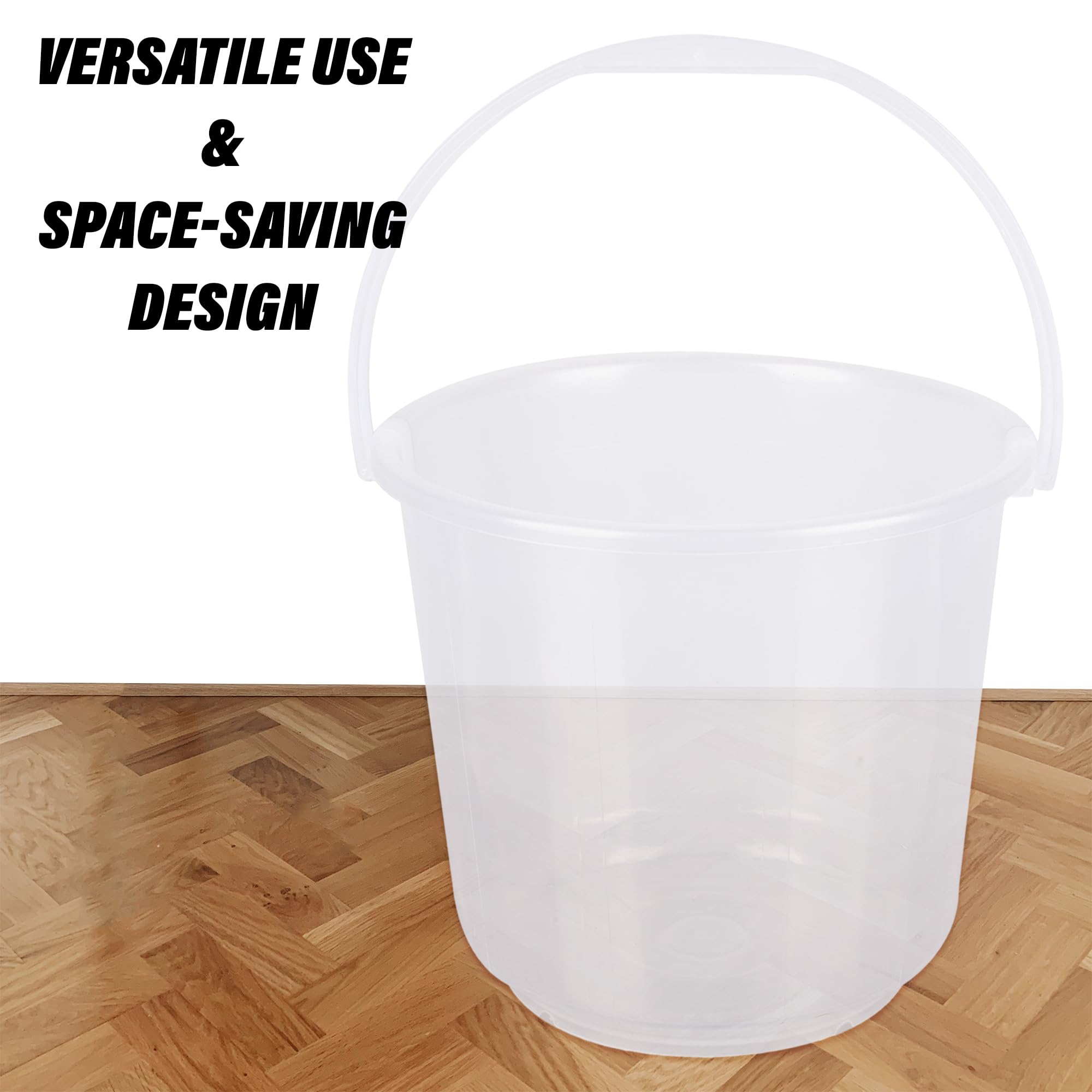 Kuber Industries 7L Transparent Plastic Bucket - Multipurpose Mop Bucket, Storage Container & Water Storage Solution (Pack of 2) - Ideal for Home Cleaning, Gardening & DIY Projects