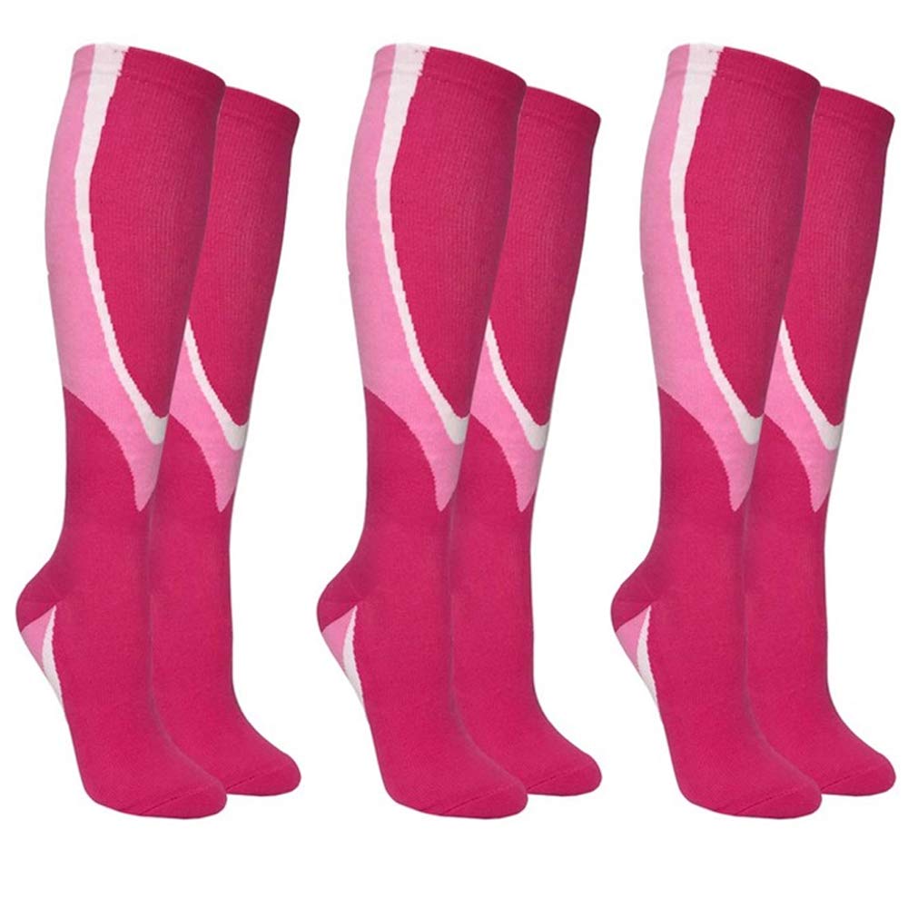 3 Pairs Compression Socks for Men & Women - 8-15mmHg Medical Grade Support for Circulation, Running, Nursing - Pink (Small) - Perfect for Workouts, Long Shifts & Travel
