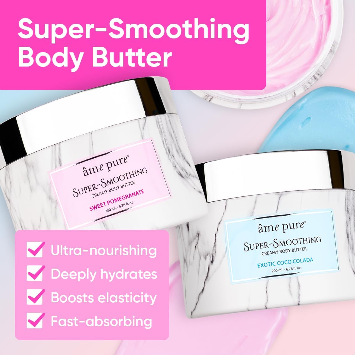 Ame Pure Body Butter - 200ml Ultra Hydrating Body Cream for Dry Skin | Nourishing Body Lotion & Moisturizer for Women | Deep Hydration for Soft, Smooth Skin | Perfect for Daily Use, After Shower & Nighttime Skincare Routine