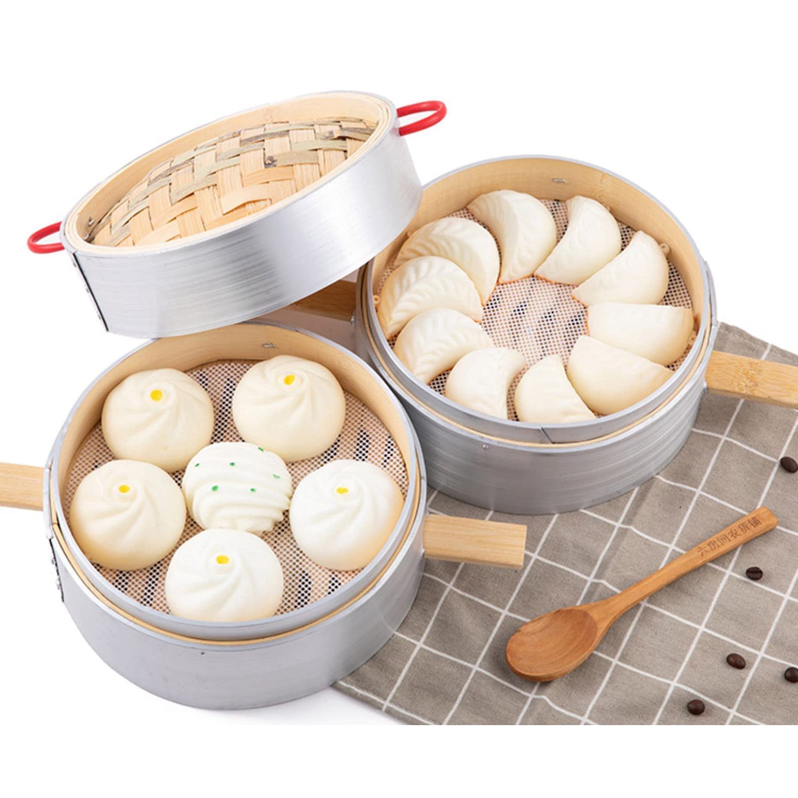 Premium 3-Tier Bamboo Steamer Basket for Healthy Cooking - Chinese Food Steamer with Aluminum Alloy Edging - Perfect for Rice, Dim Sum, Vegetables & Fish - Ideal for Asian Cuisine, Meal Prep & Healthy Eating at Home
