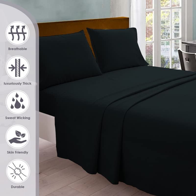 Pizuna Pure 100% Cotton Queen Size Sheets - 800 Thread Count Long Staple Cotton Sateen Bedding Set with 15