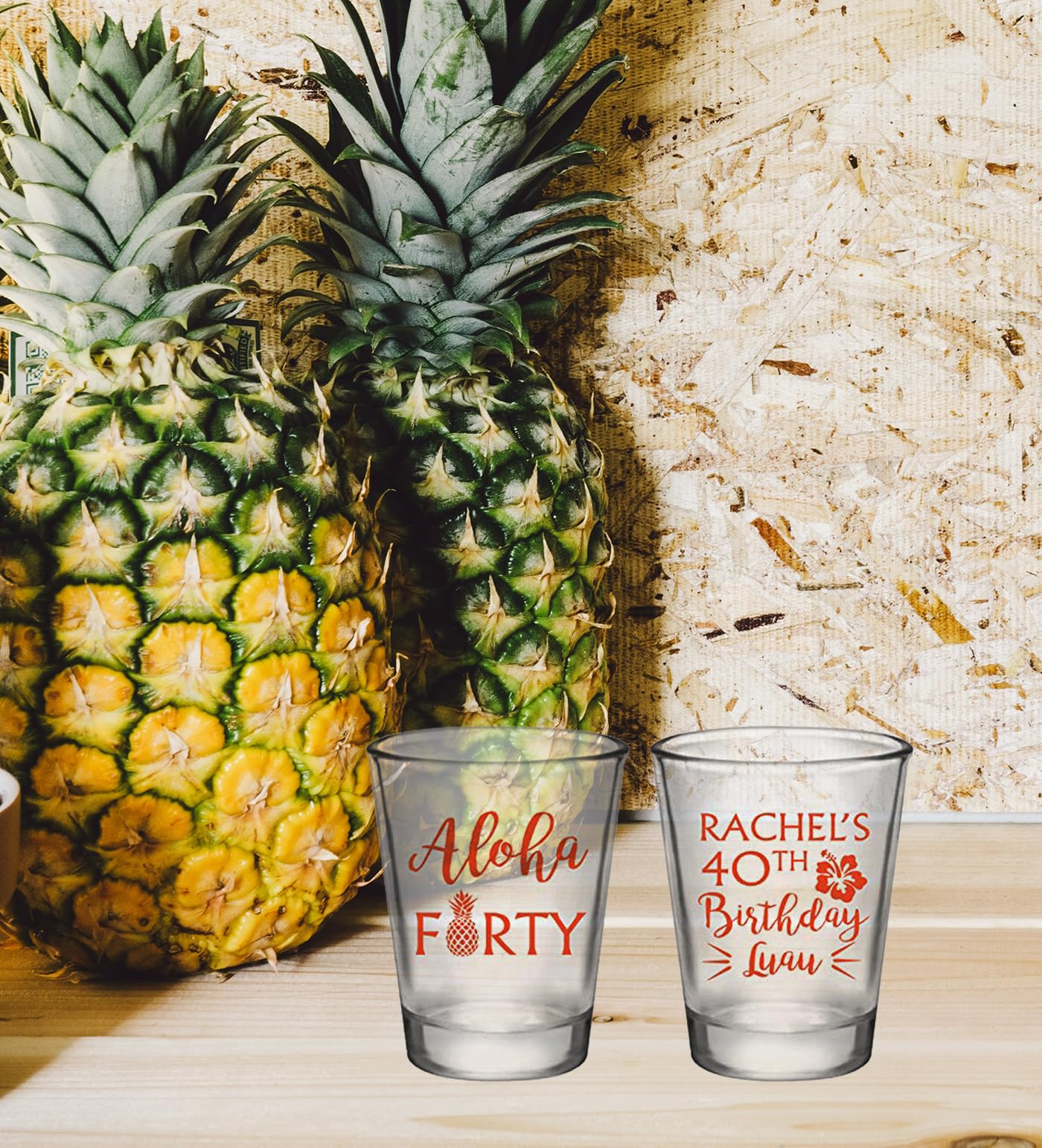 Personalized 40th Birthday Shot Glasses - Aloha Themed Party Favors for Hawaiian Luau & Tropical Celebrations - Custom Engraved Drinking Cups for Milestone Birthdays & Beach Themed Events