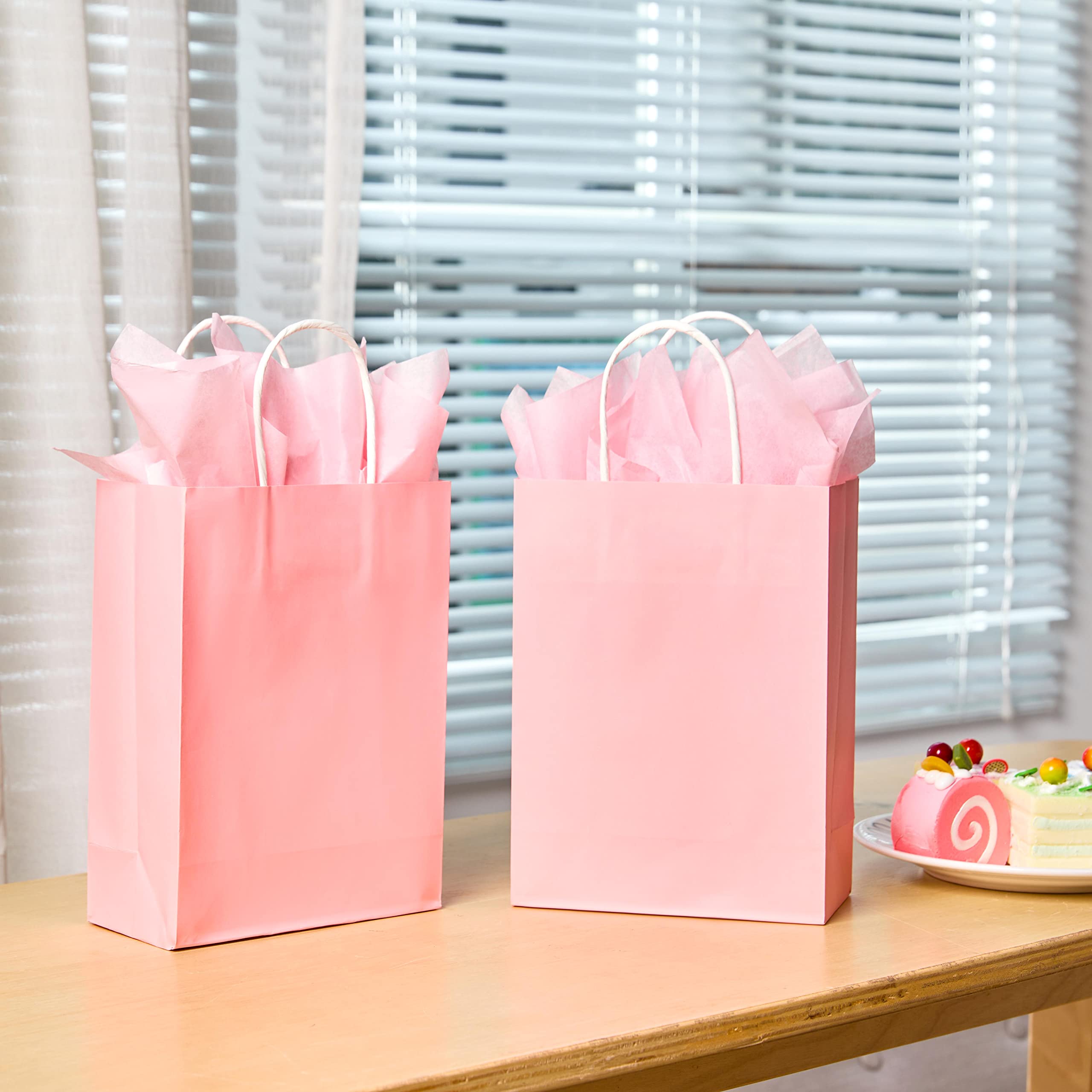 24 Pack Small Party Favor Bags with Handles - Cute Pink Goodie Bags for Birthday Parties, Baby Showers & Wedding Favors | Bulk Gift Bags for Kids, Candy, Treats & Party Supplies