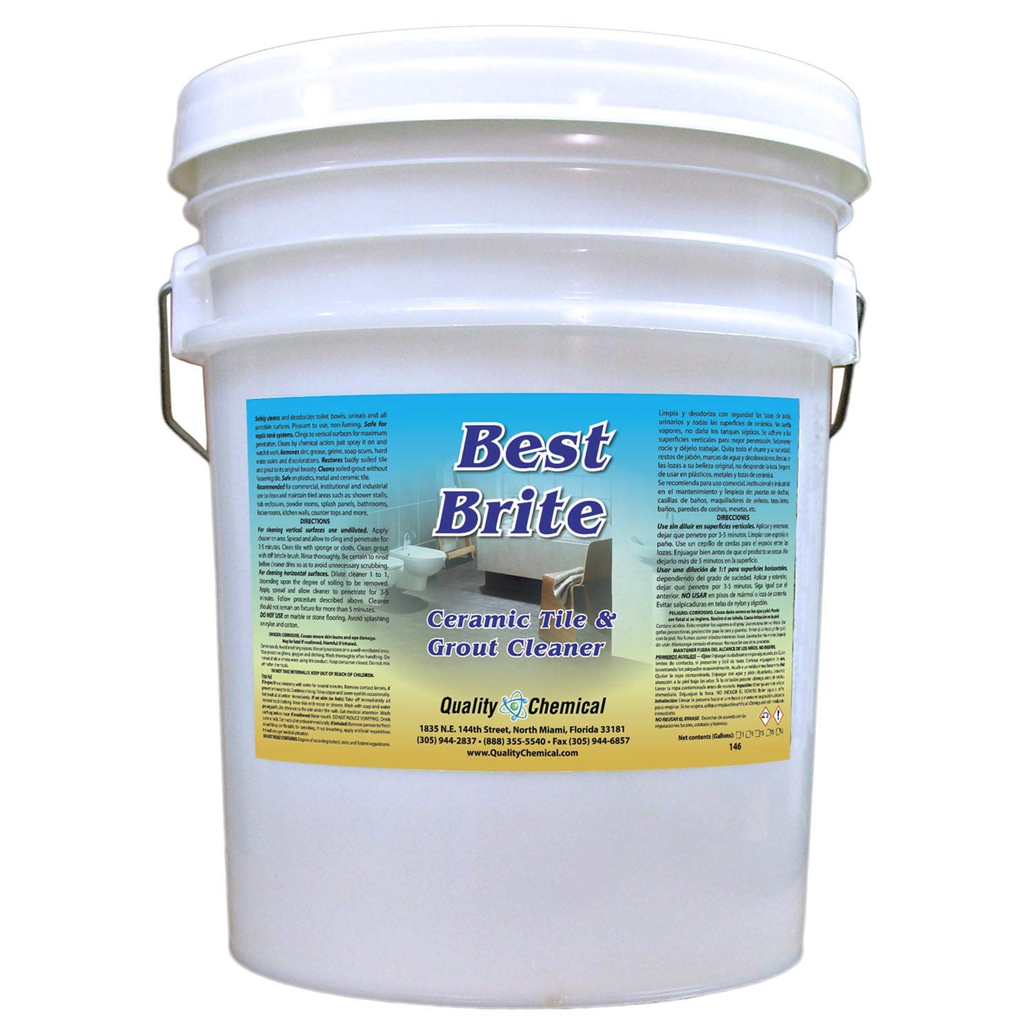 Best Brite Heavy-Duty Tile & Grout Cleaner with Acid - 5 Gallon Pail | Professional Strength Bathroom, Kitchen & Floor Cleaner | Removes Tough Stains, Grease & Mold