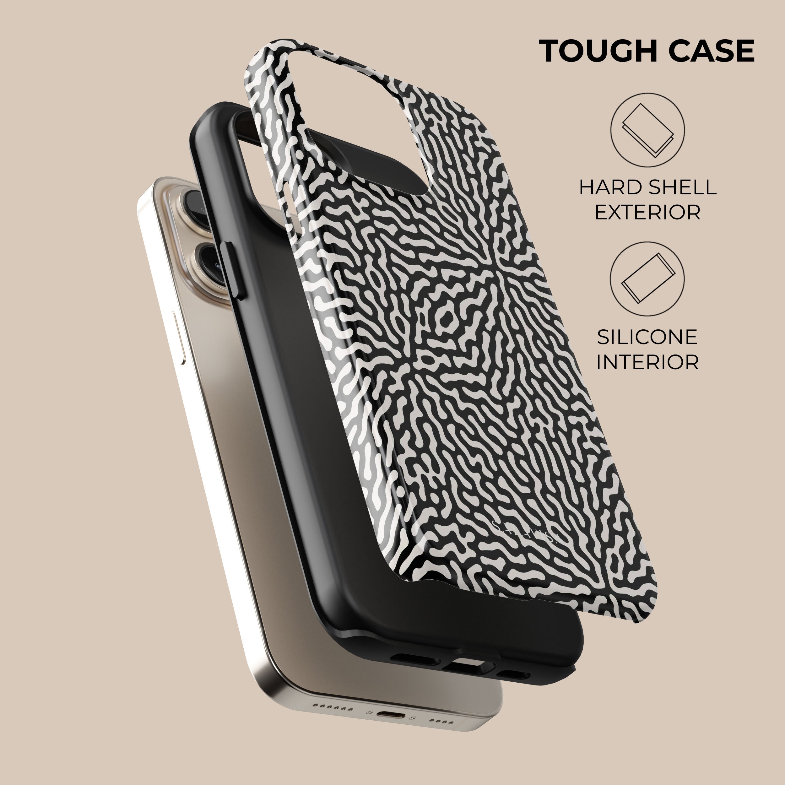 Stylish Black & White Tweed Phone Case - Durable Protective Cover for iPhone & Samsung - Perfect for Work, Travel & Everyday Use