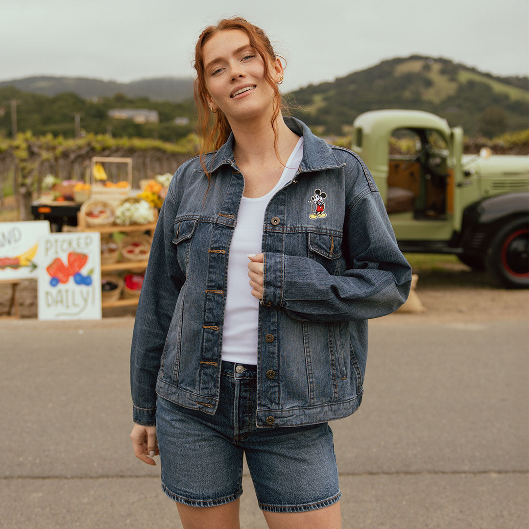 Disney Denim Jacket for Women & Men - Vintage Disney Character Denim Jacket - Casual Outerwear for Disney Fans, Theme Parks & Everyday Wear
