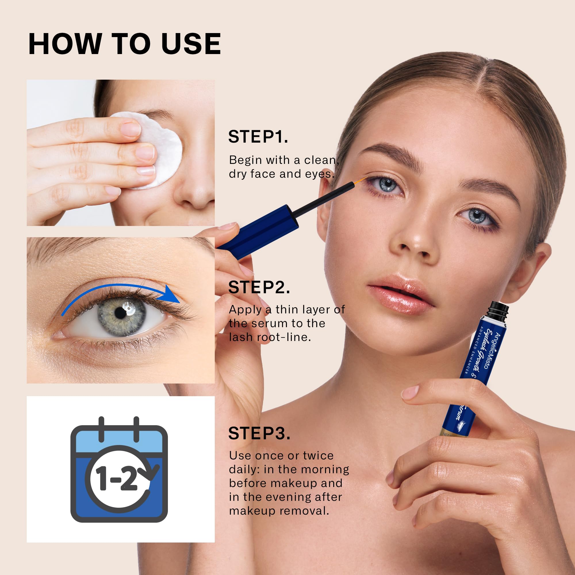 Premium Eyelash Growth Serum for Longer & Fuller Lashes - Natural Lash Enhancer with Keratin & Biotin - Visible Results in 4 Weeks - 3ml Bottle - Perfect for Nighttime Lash Care & Special Occasion Makeup Prep