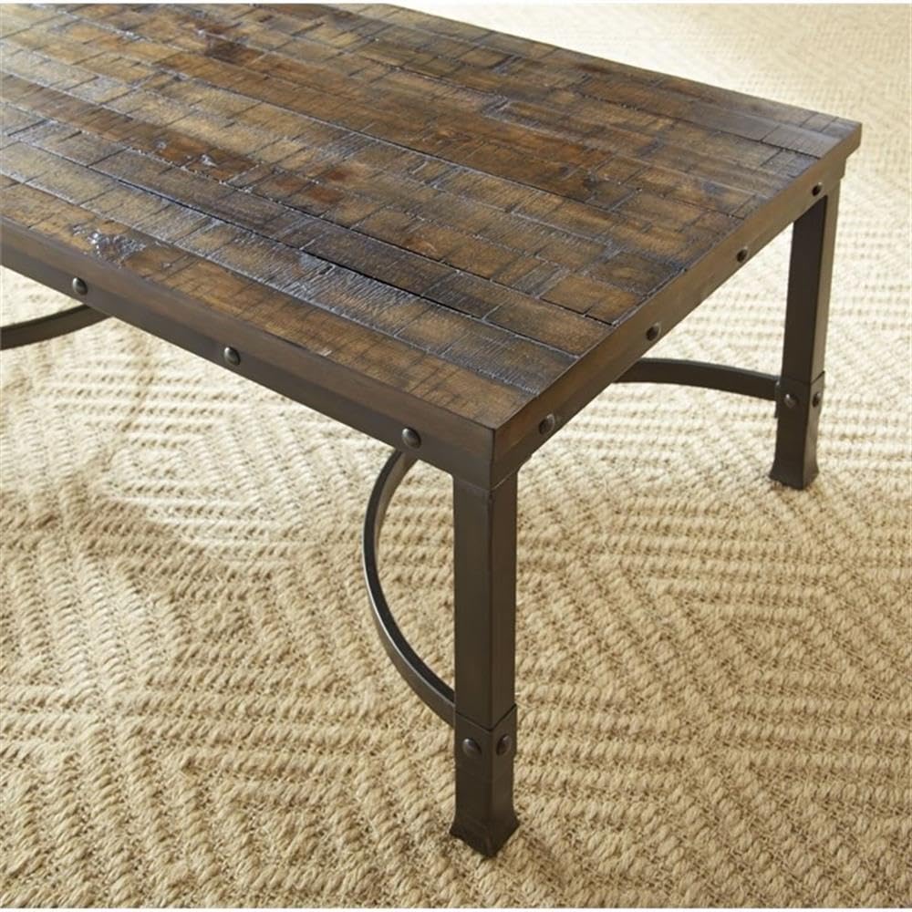 Rustic Brown BOWERY HILL Coffee Table - Modern Farmhouse Living Room Centerpiece for Home Decor & Entertainment