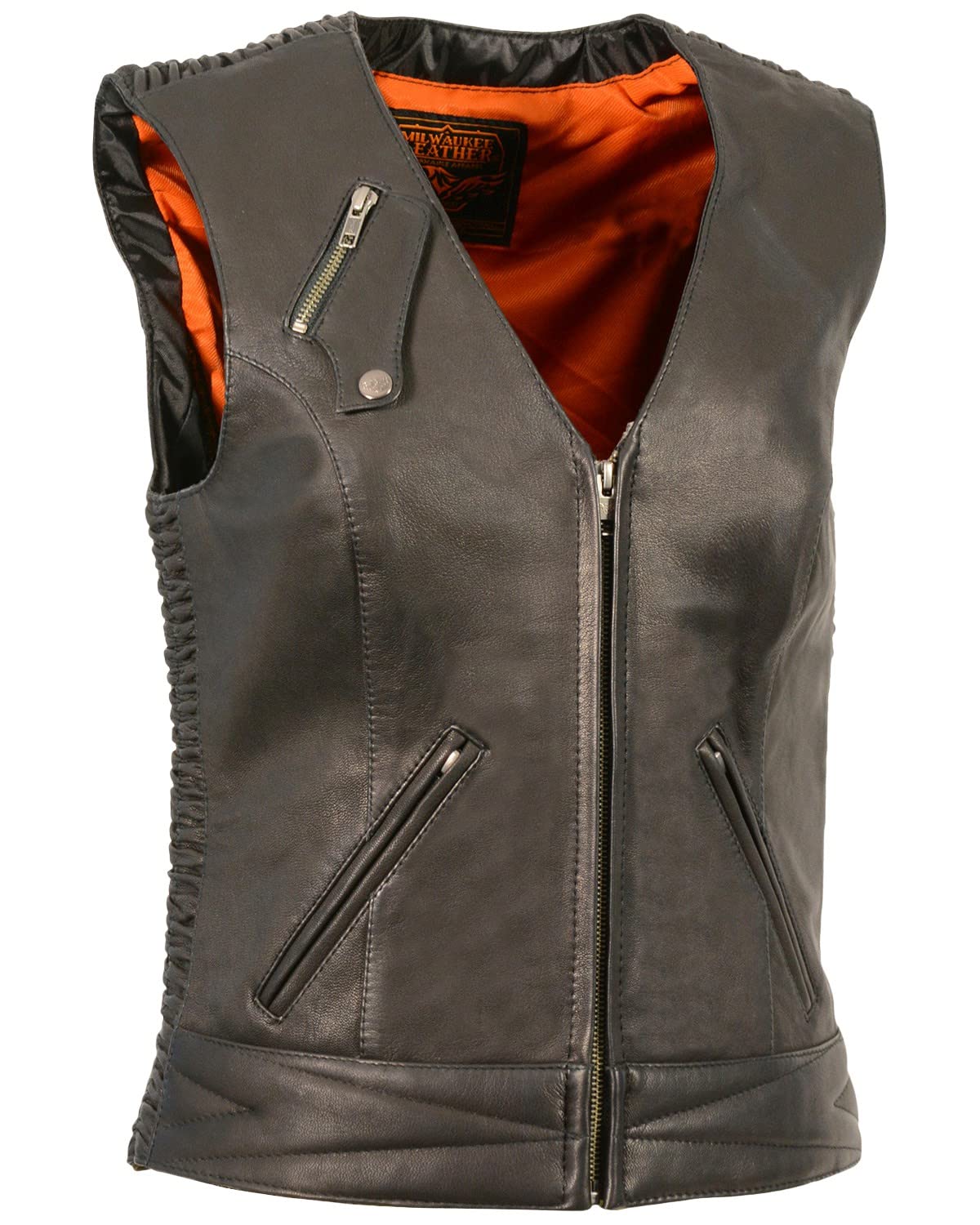 Milwaukee Leather Women's Lightweight Crinkle Snap Front Vest - Black X-Large | Stylish Layering Piece for Fall & Winter | Perfect for Casual Outfits & Outdoor Activities