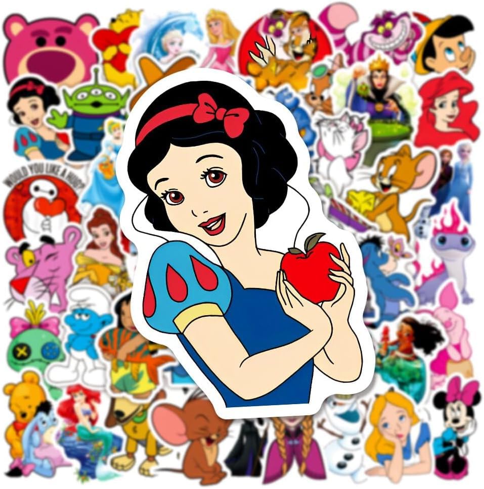 200Pcs Disney Princess Stickers Pack - Cute Cartoon Character Stickers for Kids, Teens & Adults - Waterproof Decorative Stickers for Water Bottles, Laptops, Luggage & DIY Crafts - Perfect for School, Parties & Scrapbooking