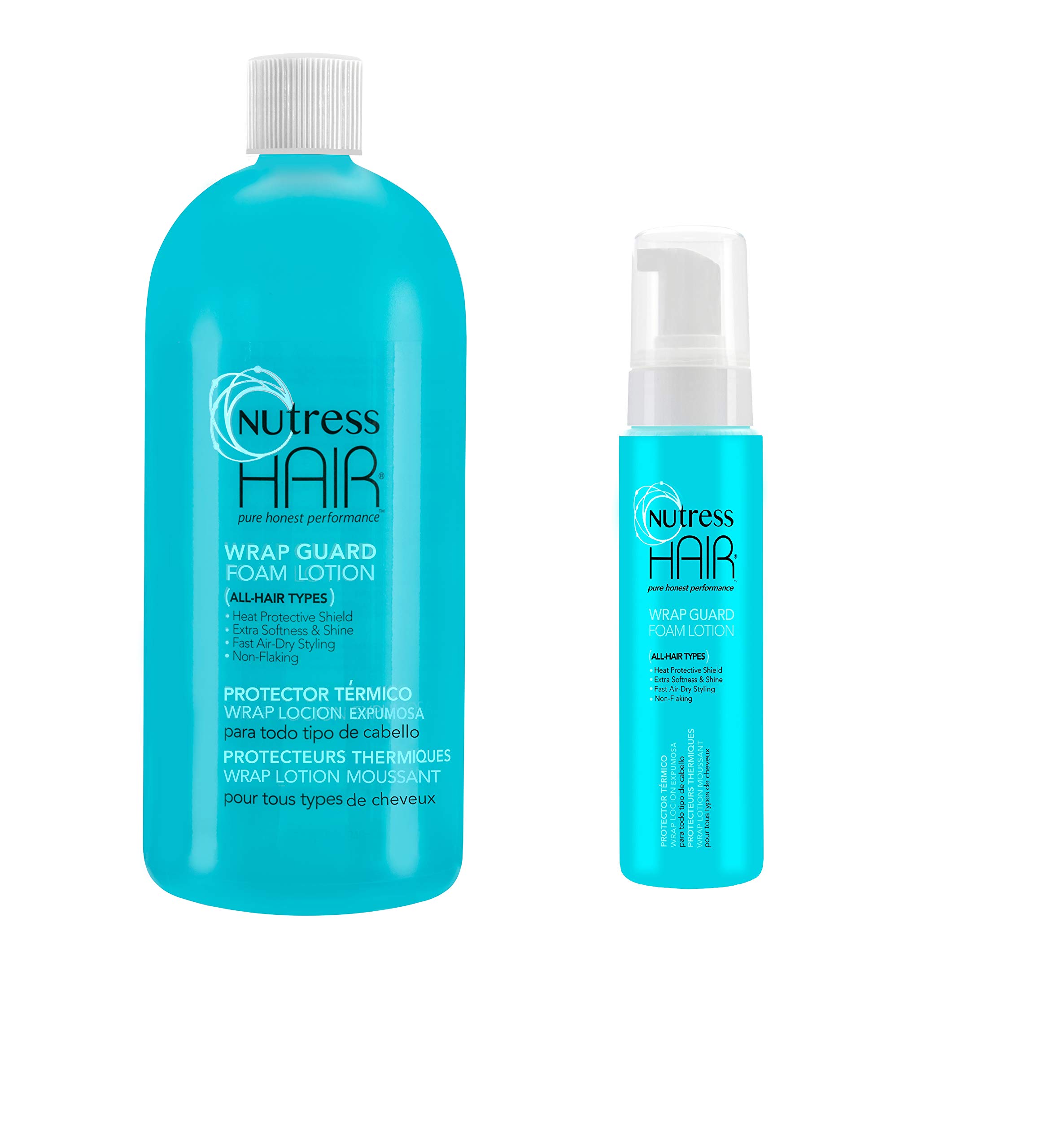 Best Selling Nutress Foam Mousse Styling Lotion Bundle - 8oz & 32oz for Voluminous Curls & Smooth Hair | Perfect for Daily Styling, Salon Results at Home