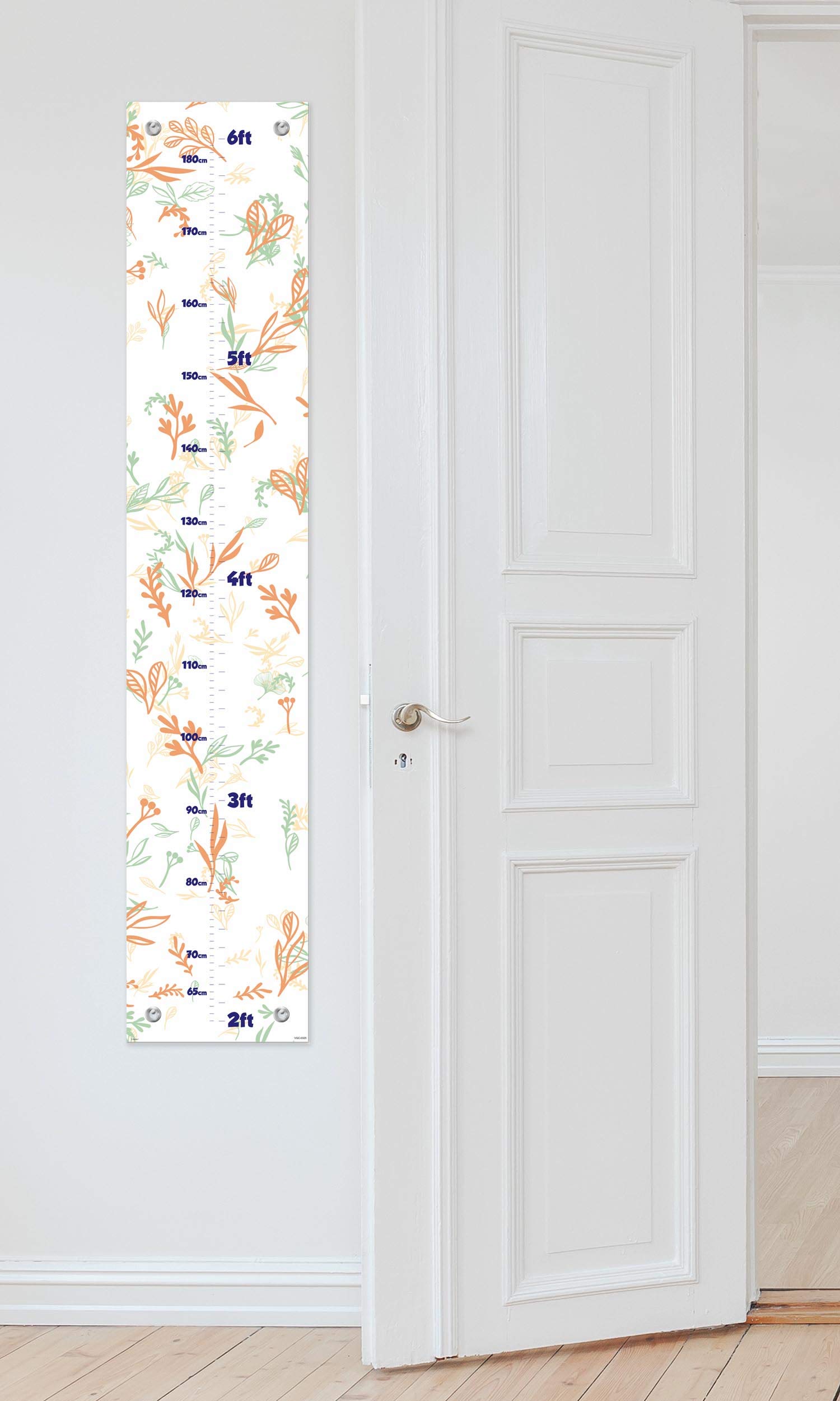 Kids Growth Chart with Plants & Leaves Design - Nursery & Children's Bedroom Wall Decor for Tracking Height - Perfect for Baby Rooms, Playrooms & Preschool Classrooms