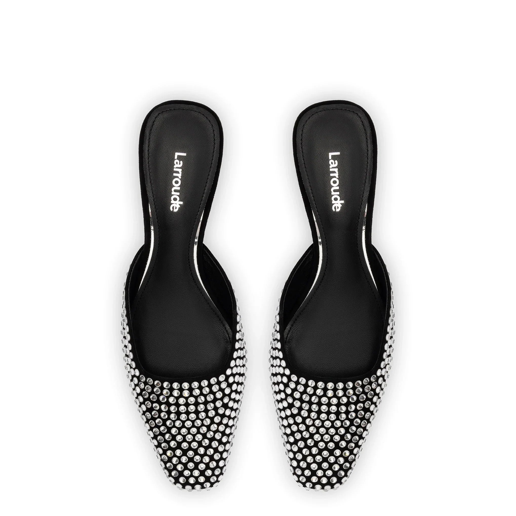 Amal Crystal Mule Shoes for Women - Black Suede Slip-On Loafers with Rhinestone Decor | Comfortable & Stylish for Office, Party & Casual Wear