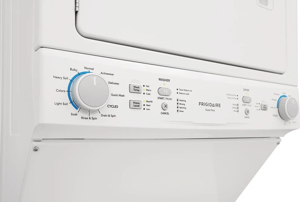 Frigidaire 27 Inch Stacked Washer and Dryer Laundry Center in White - FLCE7523AW | Perfect for Small Spaces & Apartments | Energy Efficient & Space Saving Laundry Solution