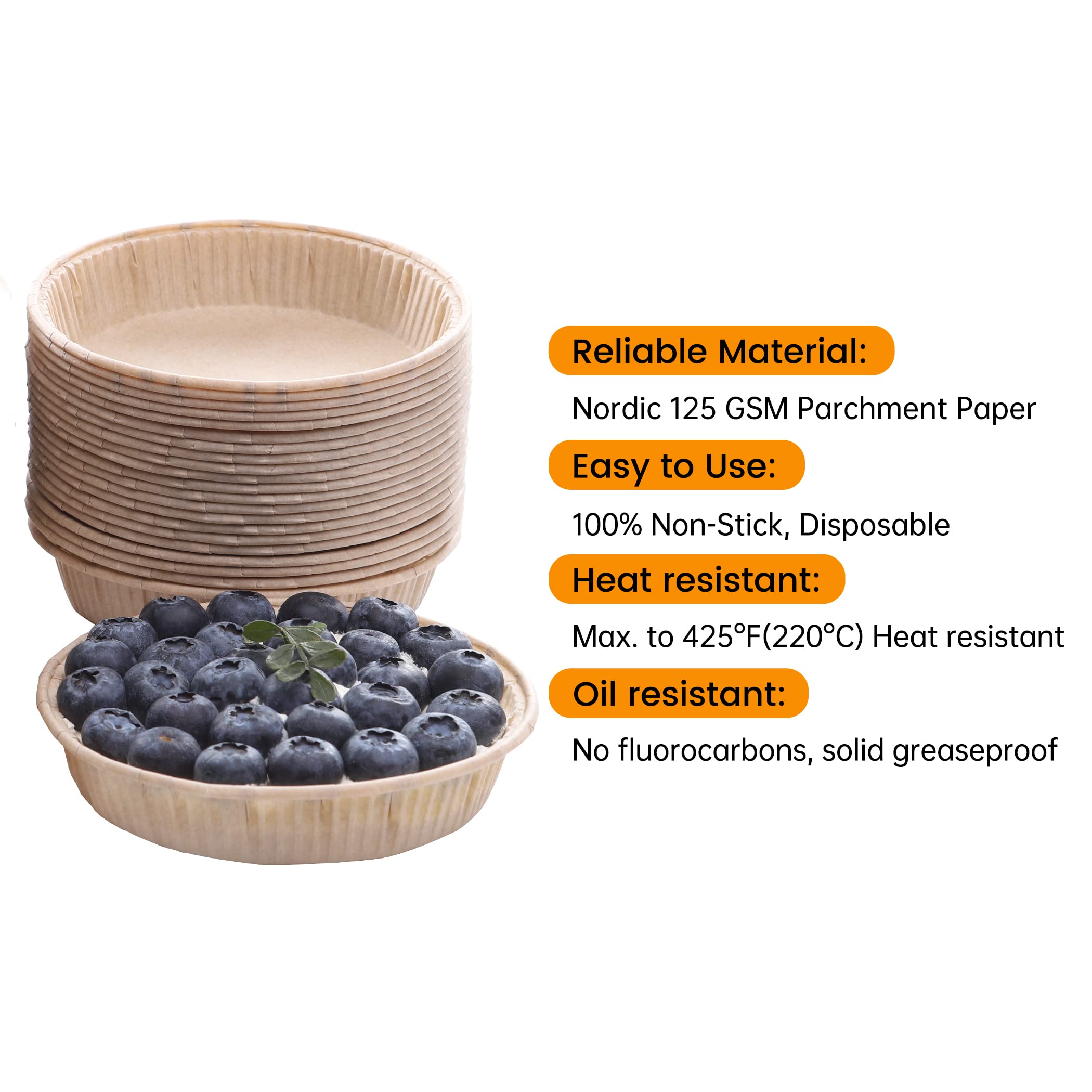 50pcs 4-Inch Mini Tart Pans for Baking - Non-Stick, Unbleached, Disposable Pie Tins - Oven & Microwave Safe - Perfect for Quiche, Mini Pies, Cupcakes & Party Desserts