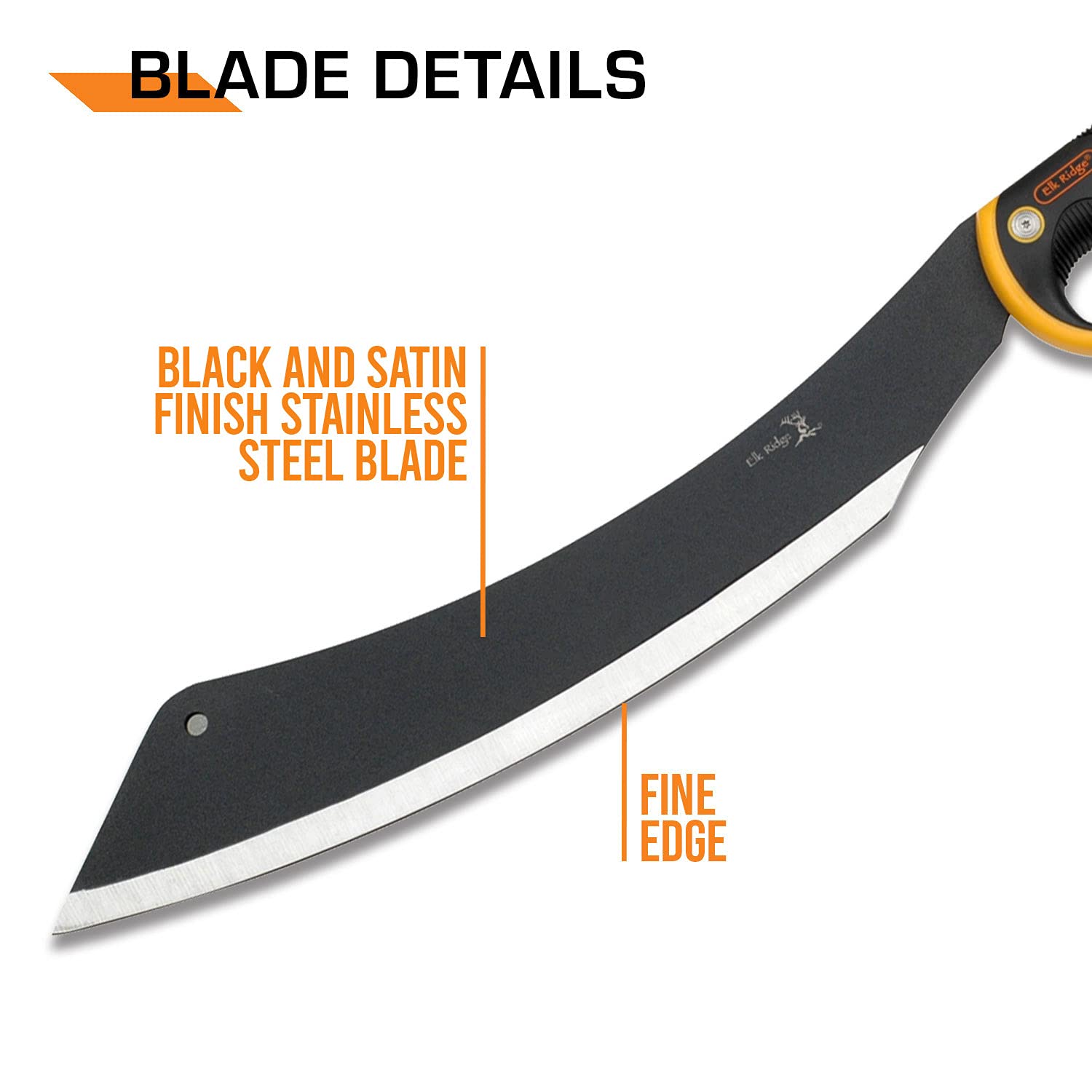 Elk Ridge 20.5-inch Fixed Blade Machete with Black Stainless Steel Blade - Orange & Black Ergonomic Handle, Lanyard & Nylon Sheath - Perfect for Camping, Hunting, Survival & Outdoor Adventures (ER-280)