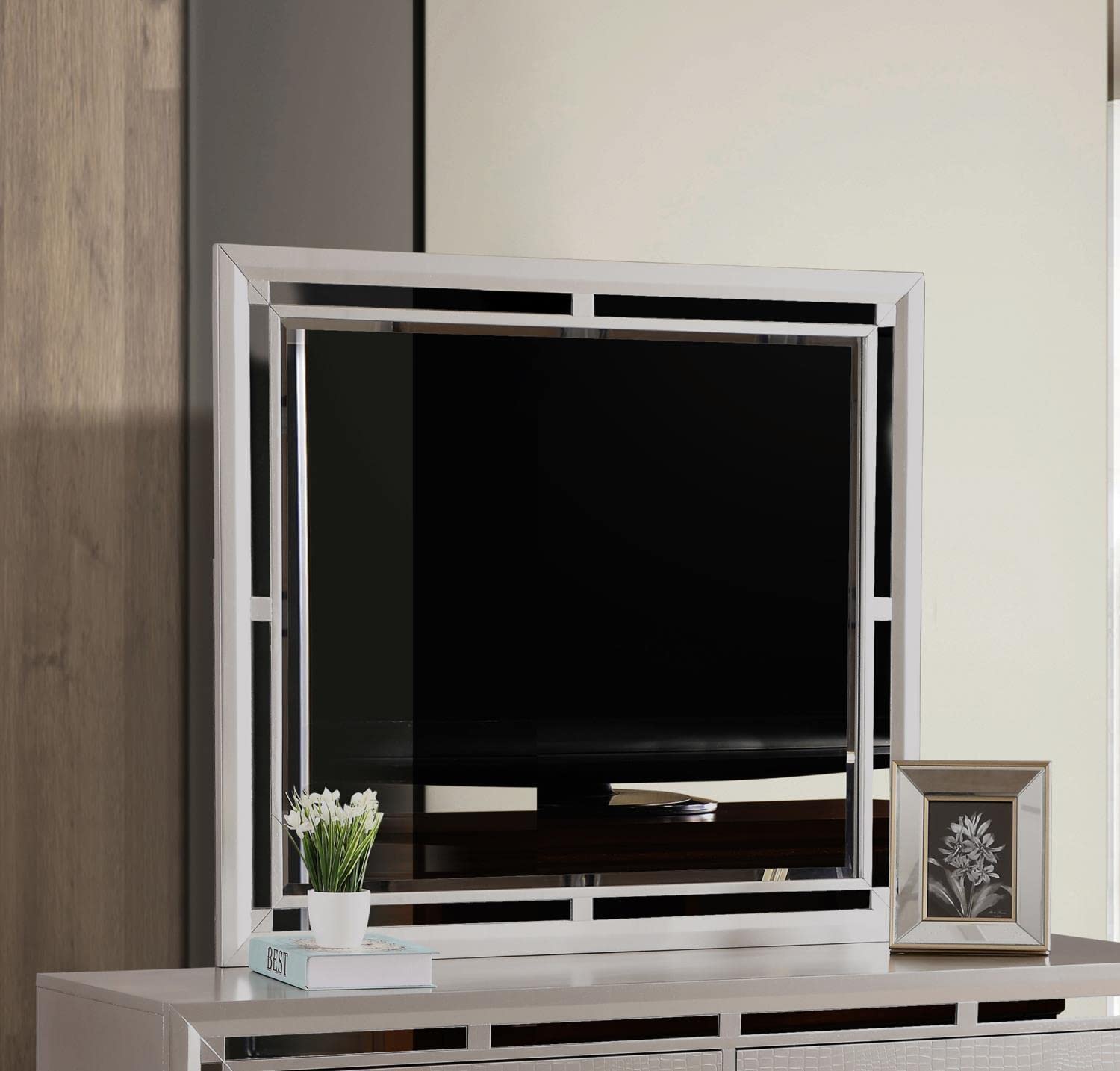 Alana Modern Rectangle Framed Dresser Mirror PF-G6800-M - Elegant Vanity Mirror for Bedroom & Bathroom Decor