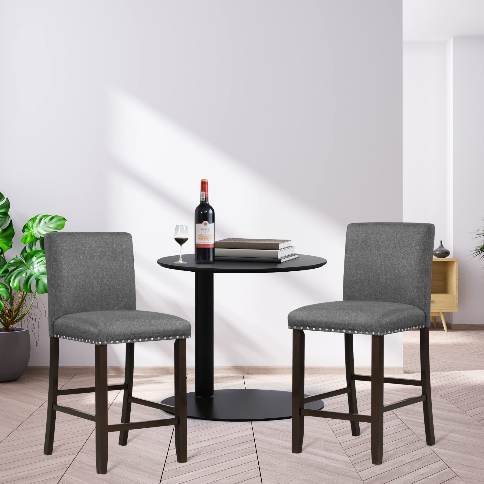 COSTWAY 2-Pack Bar Stools, 25.5