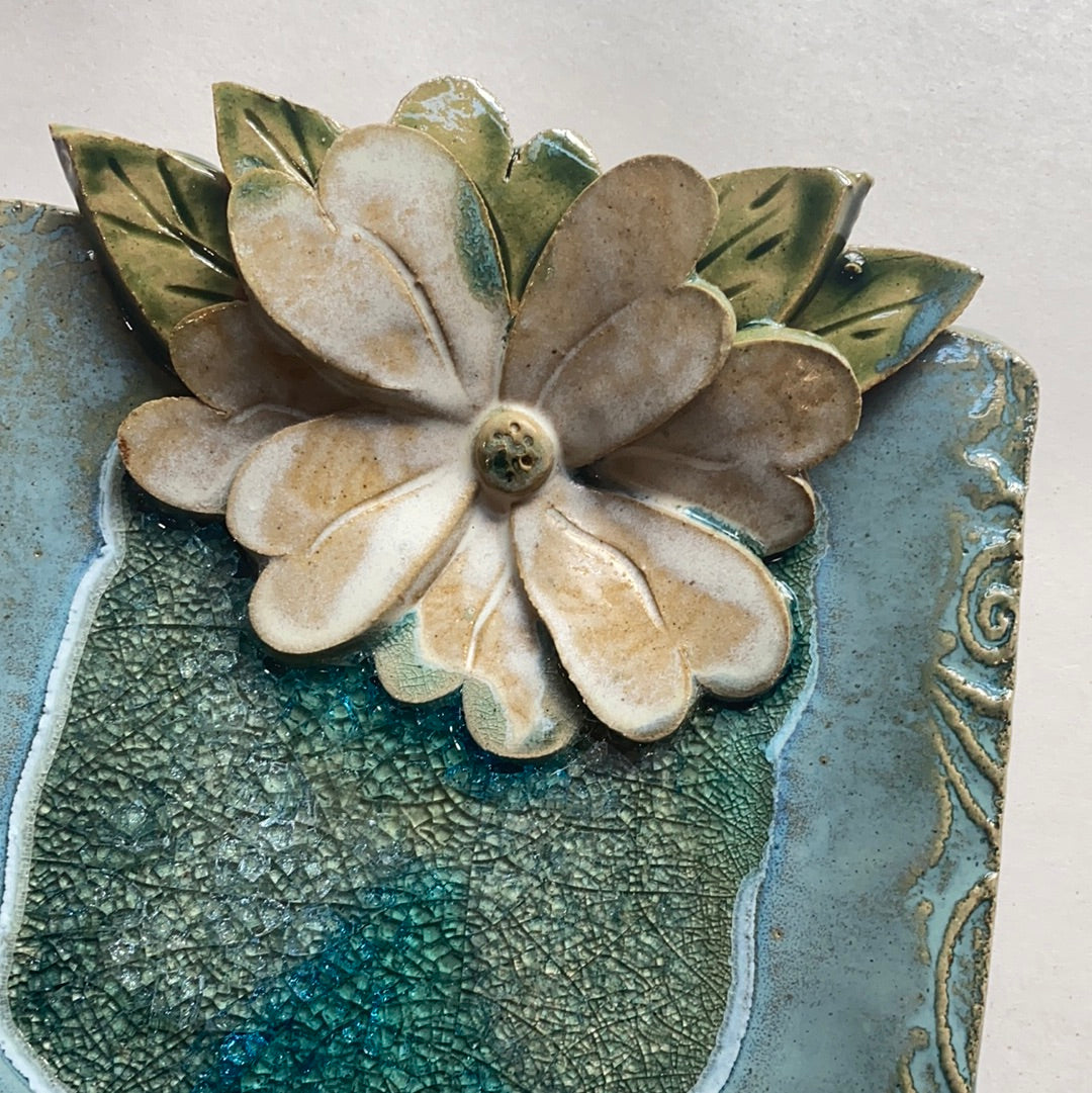 Handmade Floral 6-Inch Square Tray - Elegant Serving Tray for Tea Party, Home Decor, and Gift Giving